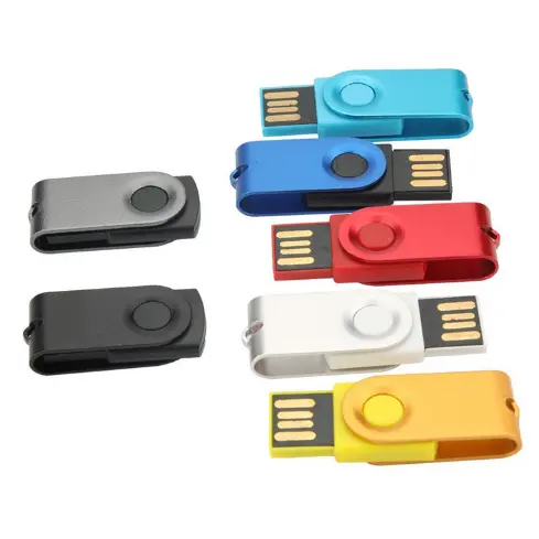 USB2.0メタルミニ回転クリップペンドライブ/カスタム展示メタルUSBフラッシュドライブ