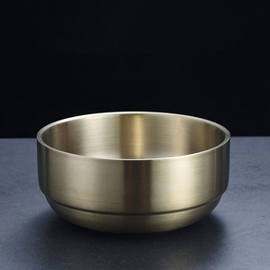 Ciotole di Noodle fredde in acciaio inossidabile in stile coreano ciotola per Noodle istantanee in oro addensato a doppio strato - Product Image 1