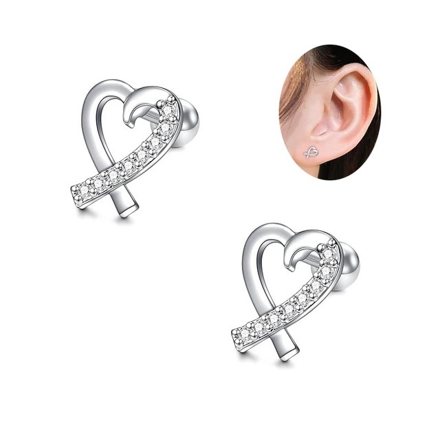 Helix Piercing Jewelry Crystal Heart Tragus Earring Body Piercing Jewelry Cartilage Tragus Fashion Body Jewelry for Women Men