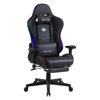 Chaise de jeu à LED Grande taille Racing Chaise de jeu RVB en cuir Pu noir avec lumières et haut-parleurs Chaise de jeu à LED E-sport pour PC