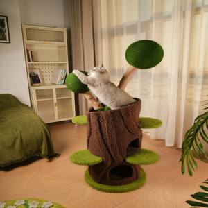 Nouvel arrivage Arbre grimpant pour chat en bois de caoutchouc et de sisal pour chats d'intérieur <span class=keywords><strong>avec</strong></span> plusieurs couches - Product Image 4