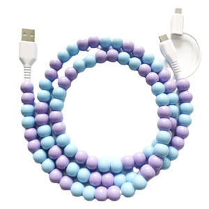 Cable de carga múltiple 2 en 1, hecho a mano, Perla colorida, cable de carga rápida, creativo, portátil, con cuentas, Cable DE DATOS 2 en 1, Cable <span class=keywords><strong>USB</strong></span> <span class=keywords><strong>C</strong></span> - Product Image 4