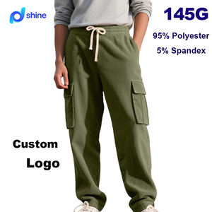Pantalon homme d'été en velours côtelé, taille mi-haute, coupe droite, ample, respirant, multi-poches, avec cordon de serrage - Product Image 1