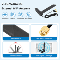 Antenne WiFi 6E longue portée, tri-bande 2.4G 5G 6G 8dBi, base magnétique, antennes de communication pour carte mère