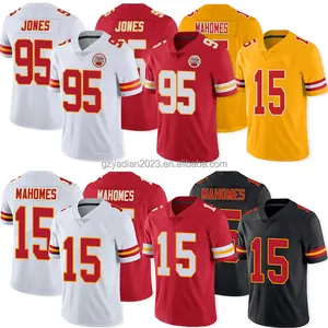 NEW Stitched American Football Jersey Men Team Uniform #15 Mahomes #10 HILL # 95 JONES Soccer Wholesale