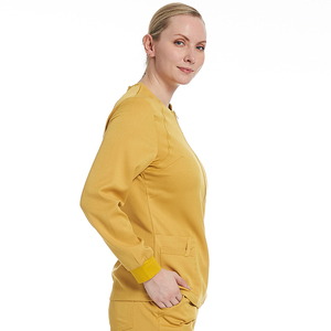 Enfermera Ropa DE TRABAJO Hospital Salón de belleza Señoras Scrub Suit Chaqueta con cremallera frontal Tops Moda Mujer <span class=keywords><strong>Manga</strong></span> larga Conjuntos de uniformes médicos - Product Image 1
