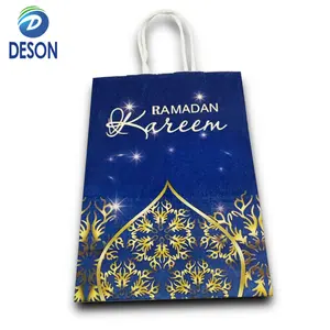 Deson Aangepaste Kleur Groothandel Ramadan Kareem Papieren Drager Afhaalrestaurants Boodschappentassen Cadeau Tassen Retail Verpakking