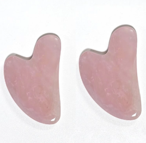 Herramientas faciales de masaje con piedras preciosas naturales gua sha de cuarzo rosa y jade - Product Image 1