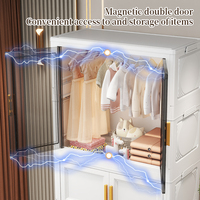 Armoire de Rangement en Plastique à Double Porte, Pliable, Peu Encombrante, Portable, Grand Modèle de Luxe Léger, pour Placard, Vente en Gros