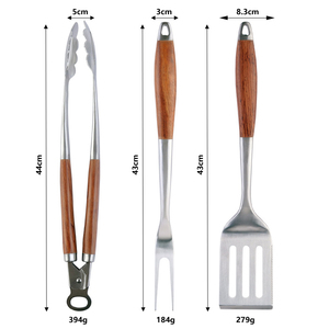 Kit d'accessoires pour barbecue d'extérieur Rose Poignée en bois robuste Outils de barbecue en acier inoxydable Ensemble d'outils de barbecue pour hommes Ensemble cadeau de luxe - Product Image 2