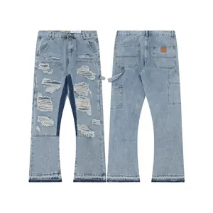 Celana jins pria celana panjang Slim Fit pakaian desainer 2024 desain baru grosir Denim kustom produsen pakaian Fashion pria