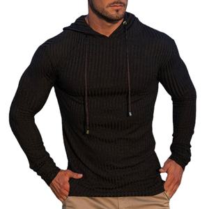 Sudadera con Capucha Deportiva Personalizada al por Mayor para Hombre, Ropa de Entrenamiento Ajustada de Primavera y Otoño, de Punto, de Manga Larga - Product Image 3