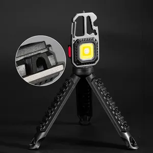 Neue LED-Taschenlampe tragbare Mini wiederauf ladbare Schlüssel anhänger Outdoor verstellbare leichte Multifunktion als Schraubens chl üssel Hammer brenner