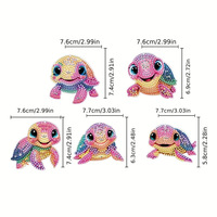 5 pc/ensemble bricolage diamant porte-clés dessin animé tortue pendentif jouets forme spéciale plein diamant peinture porte-clés sac décor cadeau