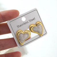 Boucles d'oreilles en acier inoxydable 304, émail marbre blanc, motifs cœur, fraise, soleil, géométriques irrégulières, créoles et puces d'oreilles pour femmes, vente en gros