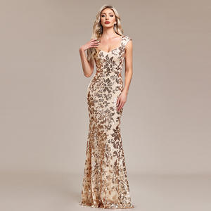 MTW100102 abiti da sera formali da donna con collo quadrato paillettes <span class=keywords><strong>oro</strong></span> con motivo rosa senza maniche <span class=keywords><strong>abito</strong></span> da sera a sirena - Product Image 1