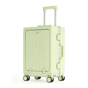 Wholesale Custom Logo ABS PC Koffer Travel Suitcase Aluminum Carry On Luggage With Silent Wheels