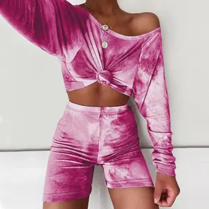 Sommer Tie Dye Zwei Stück Biker Kurze Set Frauen