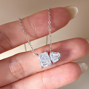 Collar con Colgante de Corazón de Moda para Mujer, Chapado en Rodio con Circonita Cúbica, Ideal para Regalo - Product Image 2