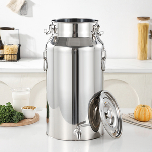 <strong>Stainless</strong> <strong>Steel</strong> Milking Bucket with Lid Handle for Kitchen Use Food Storage Container High Quality Large Capacity <strong>Canister</strong> Set - Product Image 1