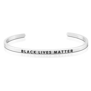 Brazalete grabado personalizado de acero inoxidable para mujer, pulsera de joyería negra, resistente a la misma resistencia a los derechos, la justicia Social - Product Image 3