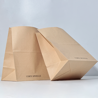 Sac en papier kraft anti-graisse pour boulangerie, sandwichs, hamburgers, emballage à emporter pour restaurants, impression personnalisée, vente en gros