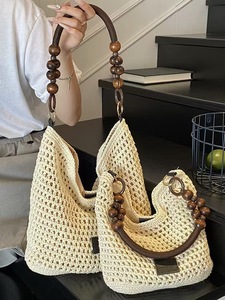 Borsa da spiaggia Vintage di nuovo stile per giovani donne borsetta da spiaggia con cinturino singolo fodera in poliestere con Zip - Product Image 6