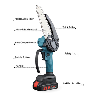 Mini tronçonneuse sans fil de 6 pouces, tronçonneuse portable 21V, cisailles à chaîne pour l'élagage des arbres de cour - Product Image 4