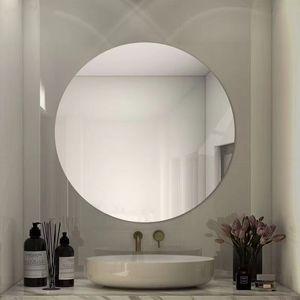 Round <strong>Mirror</strong> 20 Inch <strong>White</strong>/Black/Gold <strong>Circle</strong> Wall Stainless Steel Framed for Bedroom Bathroom Living Room - Product Image 3