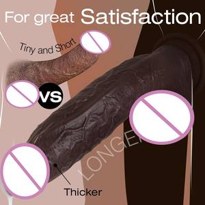 Schwarzer Flüssigsilikon Doppelschichtiger Riesiger <span class=keywords><strong>Dildo</strong></span> Realistisches Anales Sexspielzeug für Frauen Weiches Fleisch Masturbationsstreifen Saugnapf Pseudo-Penis - Product Image 4