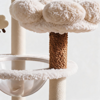 En gros Arbre à chat de luxe en bois, multi-niveaux, grand, avec design floral classique et capsule spatiale, mobilier pour animaux de compagnie avec griffoir en sisal