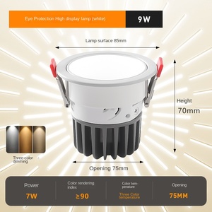 2024 nuevo LED Tricolor Slim Round Panel Light Home & Store techo empotrado Downlight para hoteles - Product Image 3