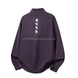 T-shirt de sport unisexe à manches longues imprimé color block tendance, col rond élastique, anti-UV, respirant, avec fermeture éclair, évacuant la transpiration - Product Image 1