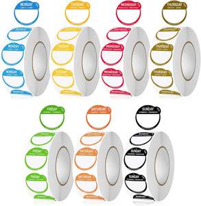 Etiquetas de alimentos de <span class=keywords><strong>lunes</strong></span> a domingo, pegatinas de puntos de fecha autoadhesivas semanales extraíbles <span class=keywords><strong>para</strong></span> restaurante, dispensador de contenedores de cocina - Product Image 1