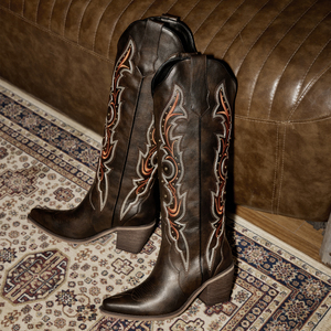 <span class=keywords><strong>Botas</strong></span> Vaqueras Occidentales para <span class=keywords><strong>Mujer</strong></span> WETKISS, <span class=keywords><strong>Botas</strong></span> Altas Bordadas con Punta Redonda, <span class=keywords><strong>Botas</strong></span> Vaqueras Largas con Tacón Grueso para el Verano - Product Image 5