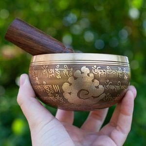 Juego de Cuencos Tibetanos de Bronce de Grado Maestro, Tono Puro, Arte Thangka Hecho a Mano, Feng Shui, <span class=keywords><strong>Bazar</strong></span> del Himalaya, China (Amarillo Dorado) 300 - Product Image 6