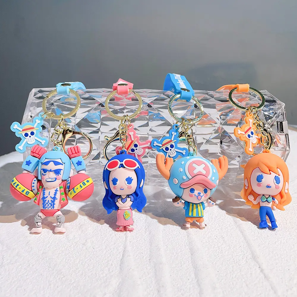 9 Molds 2022 Anime One Pieces Characters 3D Cartoon One Pieces PVC Rubber Keychain