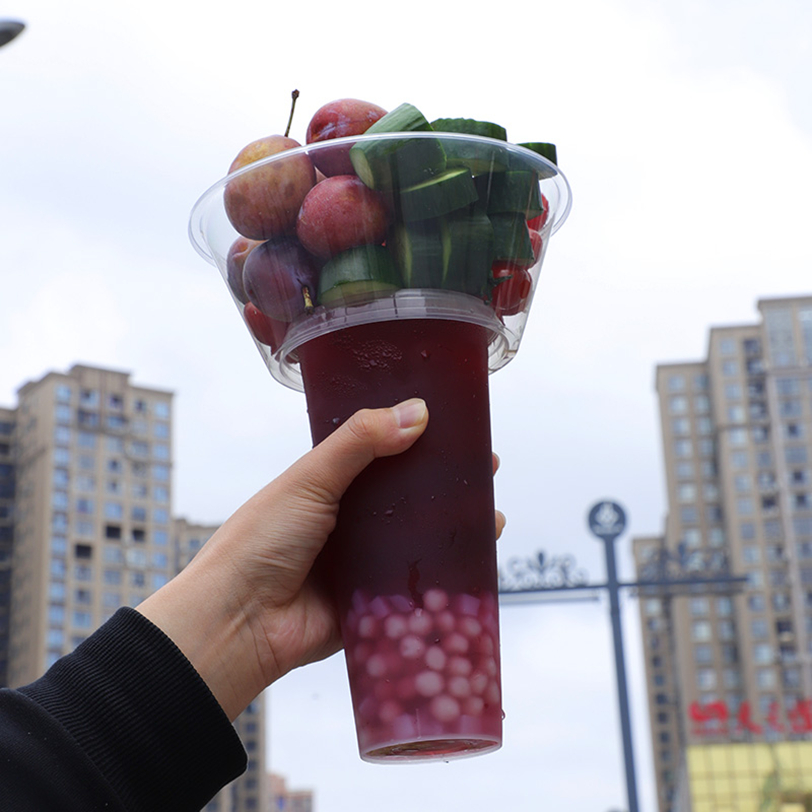 Одноразовая чашка для закусок с соломинкой по индивидуальному заказу, чашка для жареной курицы, чашка для еды, оптовая продажа, пластиковая чашка для еды на вынос с подносом
