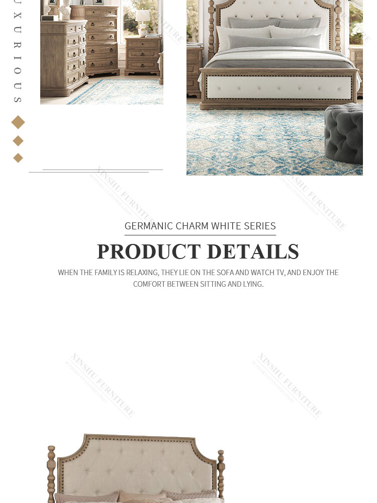 nordic modern best selling antique solid wood frame american oak double bed bedroom furniture set