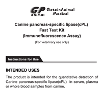 Kit de test rapide Getein pour la lipase spécifique au pancréas canin (cPL) (essai d'immunofluorescence) pour la détection quantitative du cPL