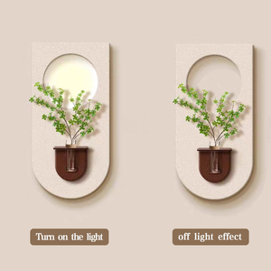 <span class=keywords><strong>Vase</strong></span> moderne 3D en grès avec lumières LED, peinture murale artistique <span class=keywords><strong>de</strong></span> plantes vertes, design tridimensionnel – Meilleures ventes - Product Image 6