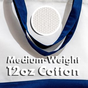 Lớn hàng tạp hóa mua sắm Tote Túi vai xử lý bông vải Túi với dây kéo và túi - Product Image 5