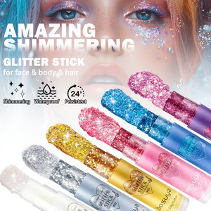 บอสูยา ขายส่ง กลิตเตอร์สติ๊ก 6 สี สำหรับแต่งหน้าปาร์ตี้ ใช้ได้ทั้งตา ปาก และแก้ม เจลแข็งแบบสองหัว แต่งหน้าดวงตา - Product Image 5