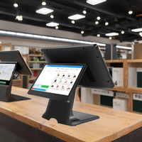 Sistema POS Todo en Uno HP-SY521J con Windows 10/Android, Terminal POS con Pantalla Táctil Dual de 11.6+15.6 Pulgadas, Caja Registradora, Wi-Fi 6