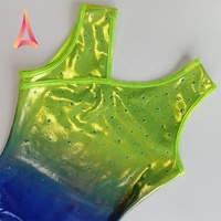 Justaucorps de gymnastique mystique brillant ombre bleu citron pour filles