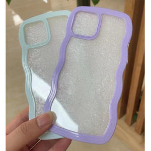 Nouvelle <span class=keywords><strong>Coque</strong></span> de Téléphone Tendance en TPU Souple et Acrylique Transparente Antichoc avec Cadre Ondulé Couleurs Bonbon pour iPhone 17 16 15 14 13 Pro Max - Product Image 3