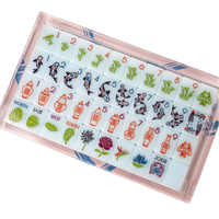 Tuiles de Mahjong Chinoiserie en Jadeite Bleue, motif Fleur Blanche Lumineuse, pour jeu de Mahjong américain, motif Passerelle du Sud, pour le divertissement