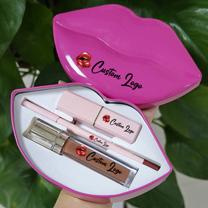 Set 3 in 1 Rossetto Liquido e Matita per Labbra, Kit Cosmetico Vegano a Lunga Durata con Logo Personalizzato - Product Image 1
