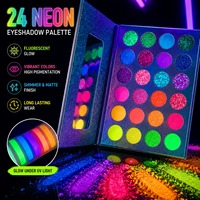 Palette de fards à paupières 24 couleurs Night Glow, paillettes fluorescentes, maquillage en poudre, iris doré, fard à paupières néon scintillant
