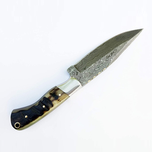 Couteau de chasse et de camping plein air à lame pleine, manche ergonomique en bois, acier Damas de haute qualité, lame fixe, OEM - Product Image 3